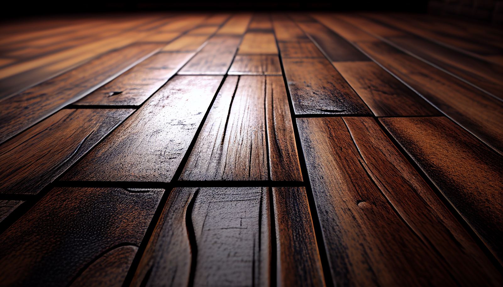 Wood flooring under dramatic light